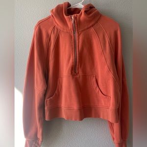 Orange Lululemon quarter zip scuba